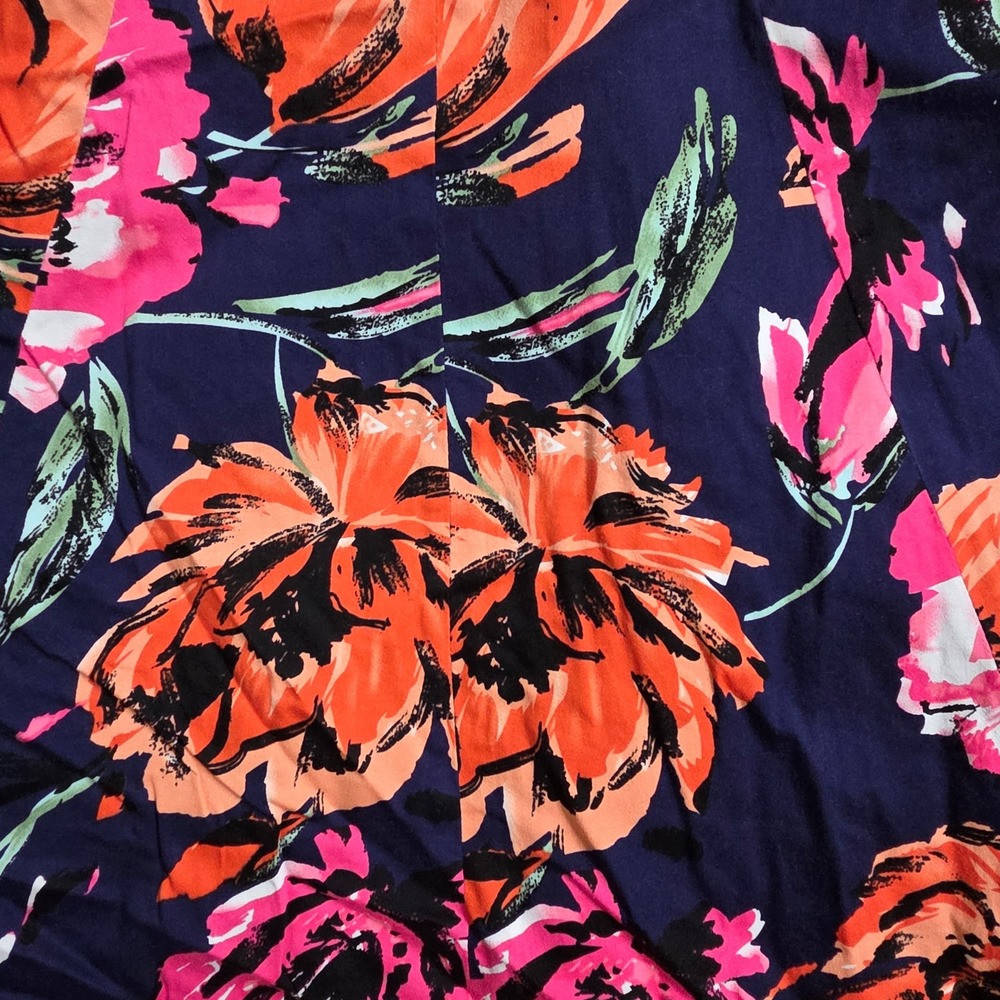 PREMISE DRESSES Navy Blue Floral Print Fit Flare Dress Size 4 Orange‎ Pink Party - Picture 6 of 9